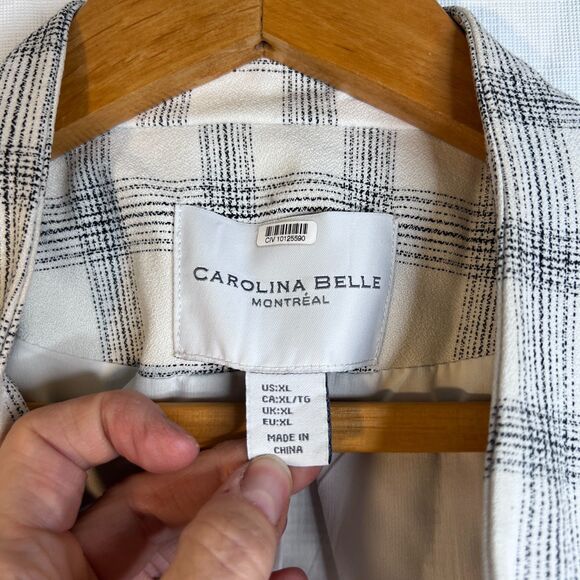 Carolina Belle Longline Open Front Boyfriend Plaid Blazer Lined Size XL Office - Picture 7 of 12